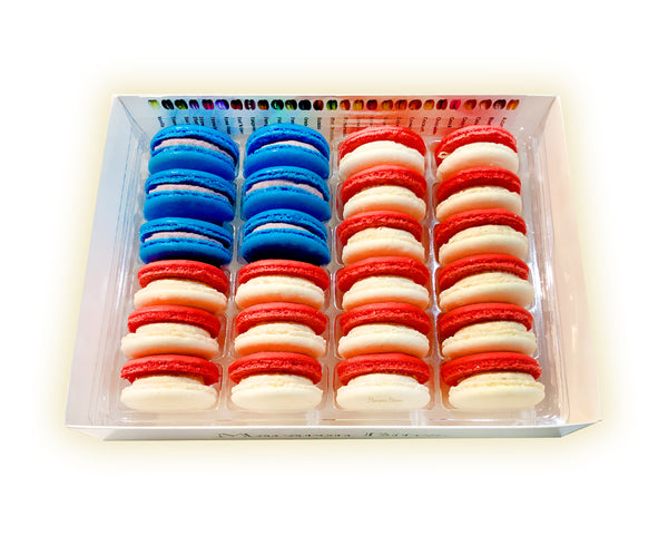 French Macarons - Macaron Bites American Flag (24 Count)