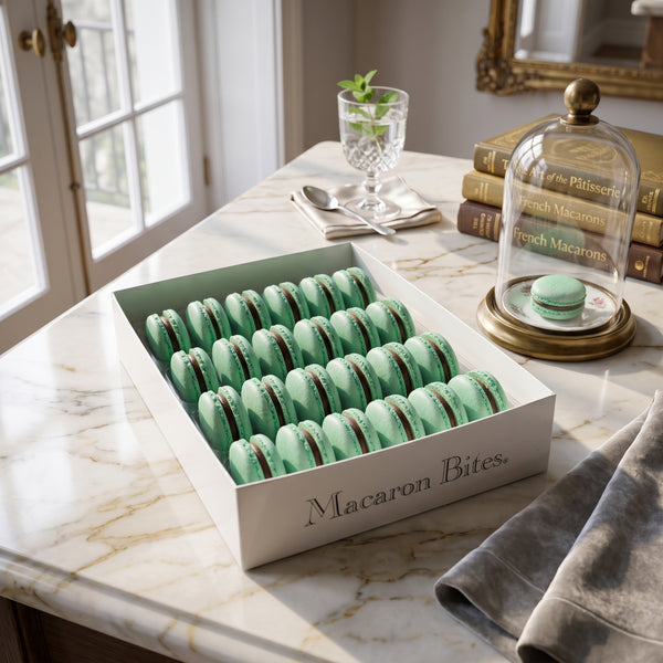 Mint Chocolate Macaron Bites® French Macarons Gift Box - 24 Pack
