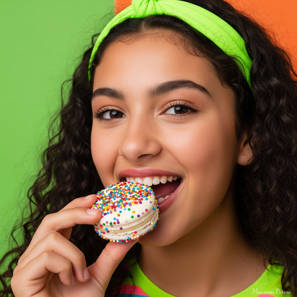 Birthday Cake Macarons – Box of 24 French Macaron Cookies