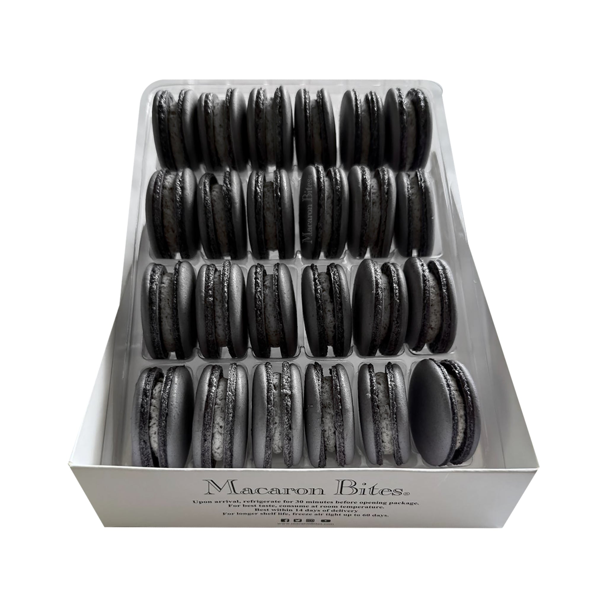 Macaron Bites® Box of 24 French Macarons – Cookies and Cream Flavor