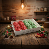 French Macarons Holiday Cookies Assortment Gift Box – Red Velvet & Mint Chocolate - 24 Count