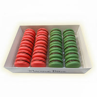 Macaron Bites: 24 French Macarons Gift Box – Red Velvet & Mint Chocolate Holiday Cookies