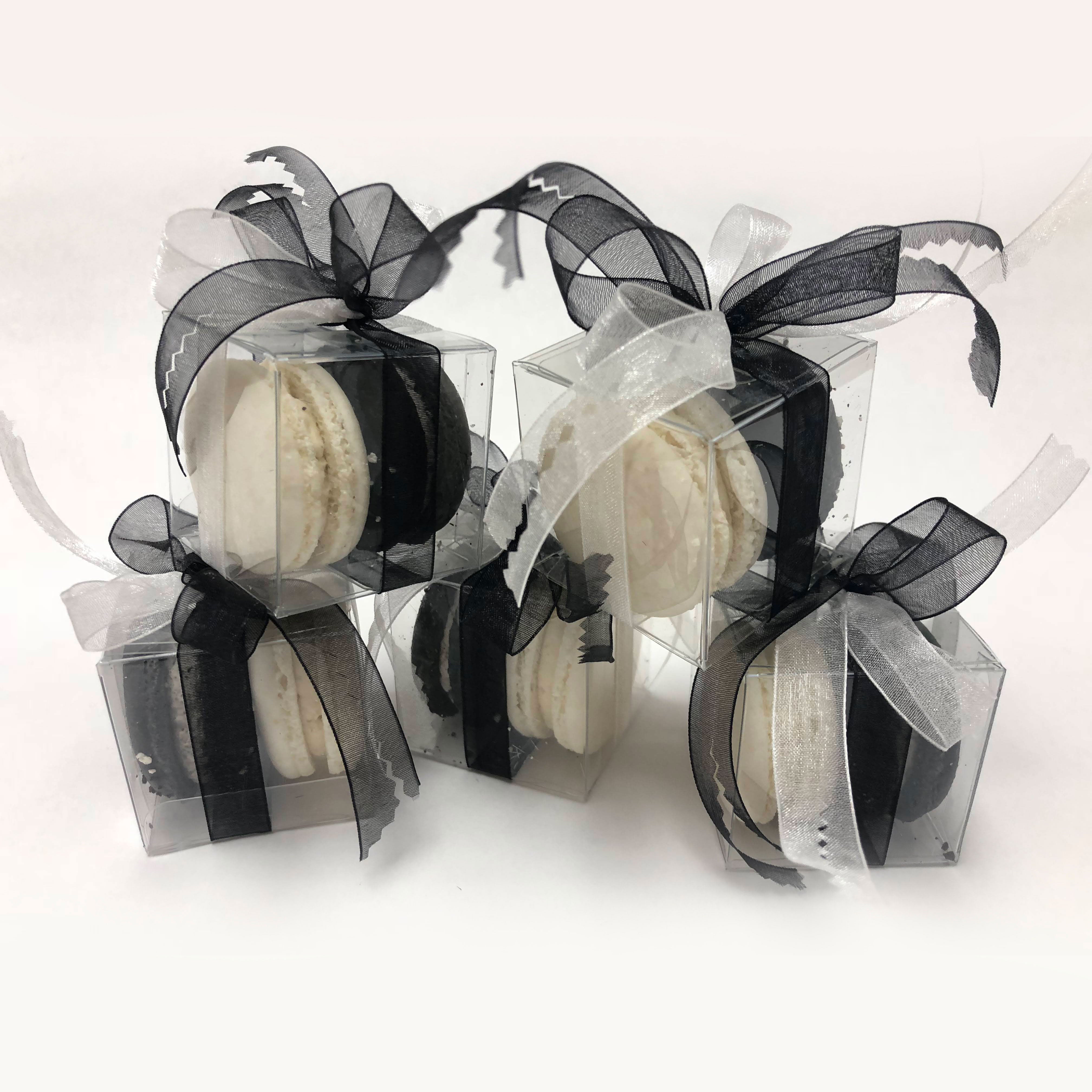 25 Black Tie French Macarons Party Favors Package